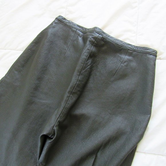 VINTAGE Stylish High Waist Leather Pants in Deep Green Size Medium 28" W SZ 6/8 - Picture 8 of 10